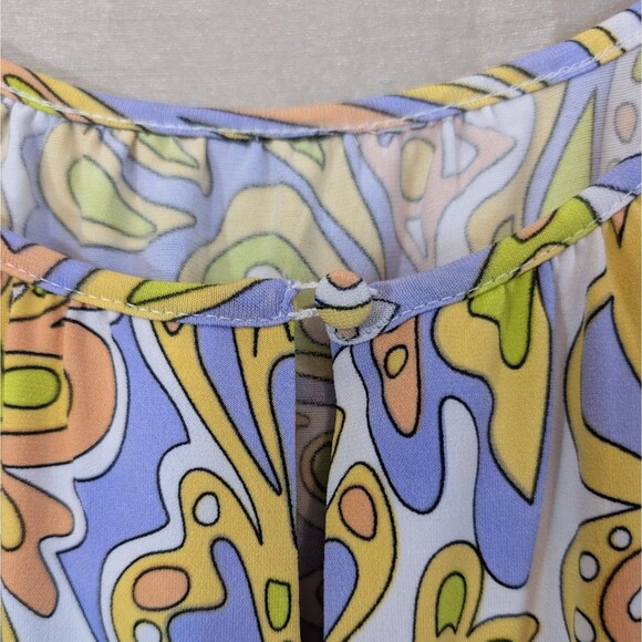 Groovy 60s 70s Multicolored Psychedelic Paisley Long Sleeve Tunic XL Hippie - Picture 9 of 12